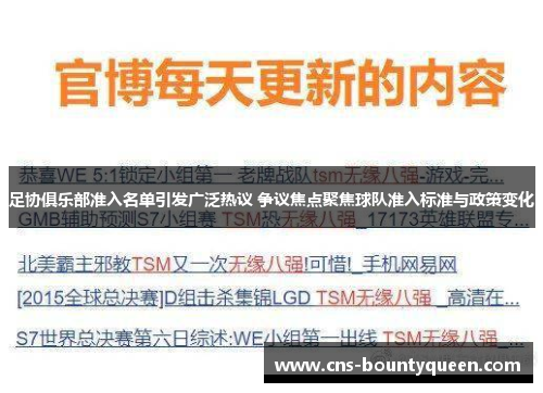 足协俱乐部准入名单引发广泛热议 争议焦点聚焦球队准入标准与政策变化
